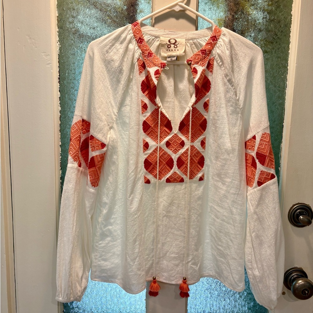 FIGUE XS 100% cotton Embroidered Long Sleeve top